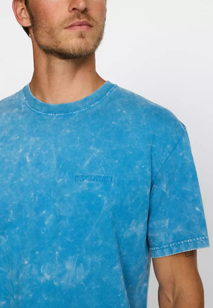 Revolution Application Acid Washed T-Shirt Herren blau